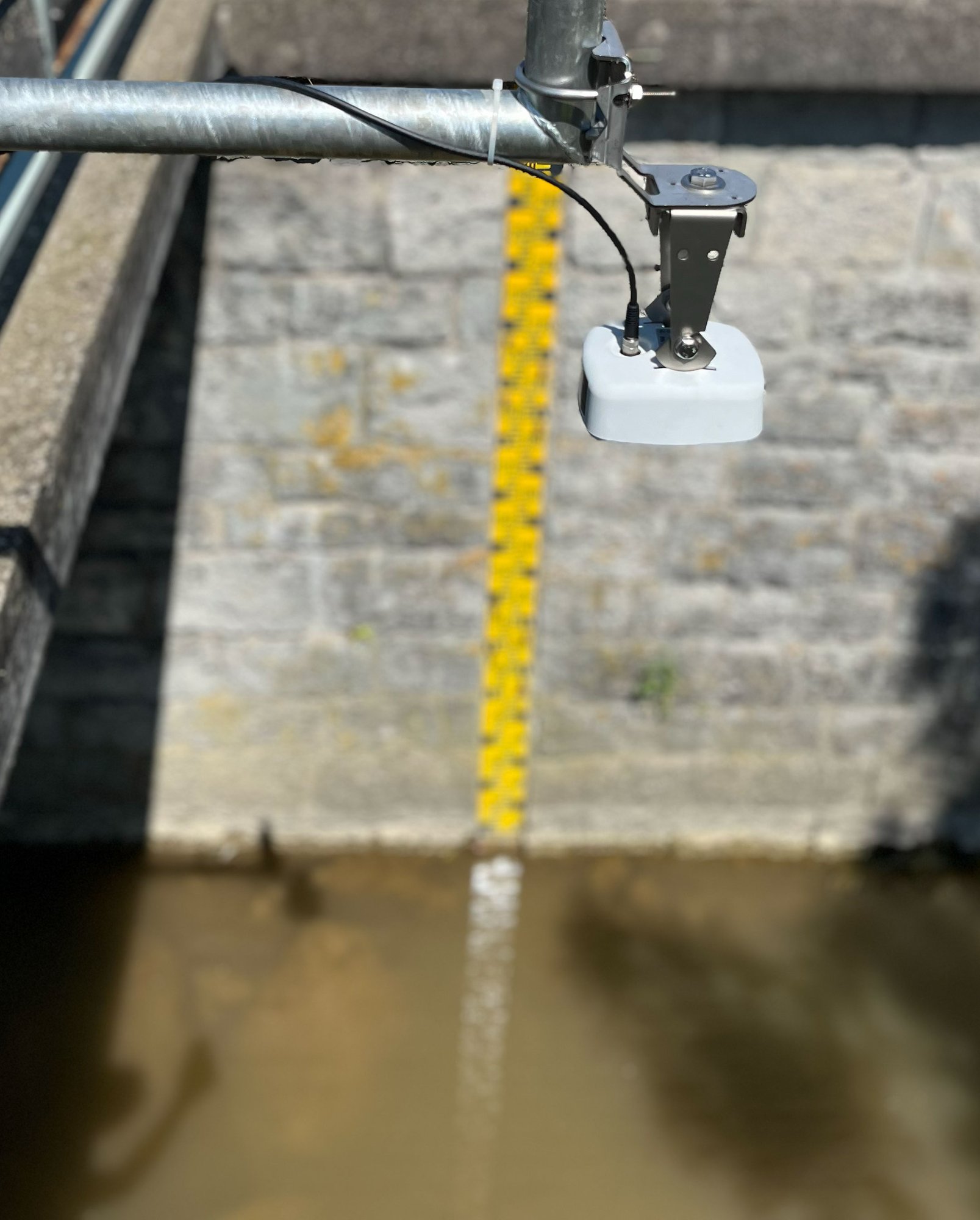 Radar Level Sensor by Ott installed over civic waterway