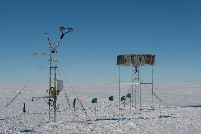 weather station with pluvio in Antarctica