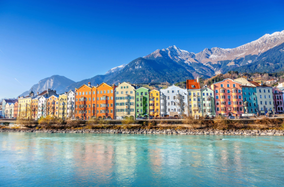 Water flow through mountain town