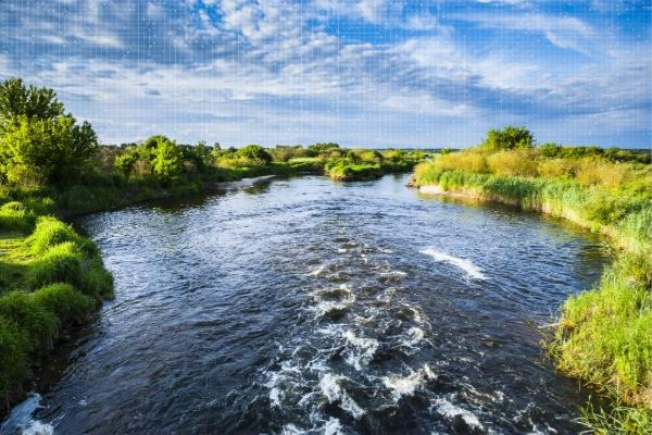 water flowing through a marsh