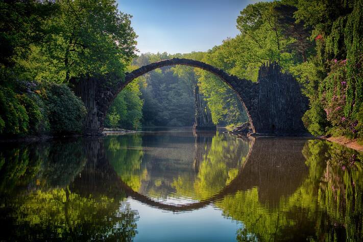 bridge over slow flowing river