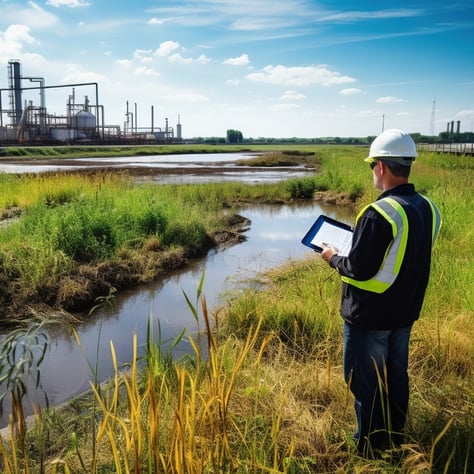 water resource professional near river