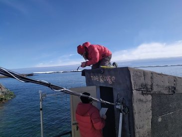 Tide measurement station at Vernadsky Research Station in the Antarctica